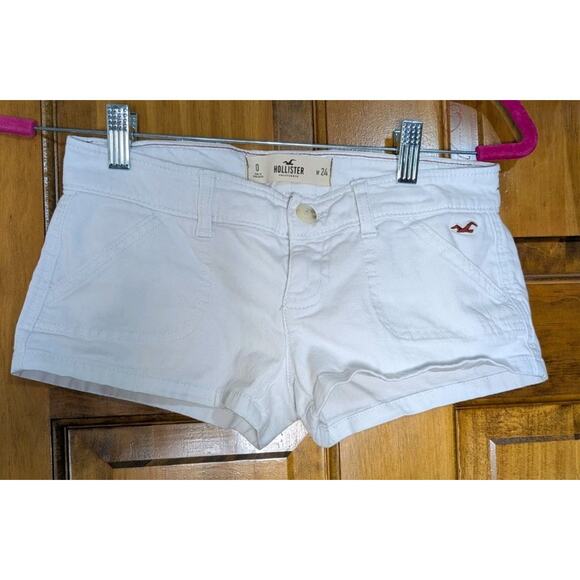 Hollister Pants - Hollister White Denim Low Rise Micro Mini Shorts Women's 0 Y2K Coastal (938)